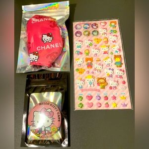 Hello kitty café pin, Hello kitty stickers set, Hello kitty facemask
